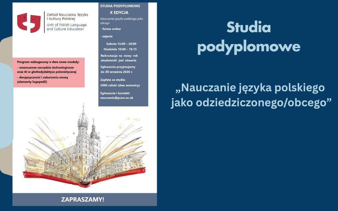 Studia podyplomowe „Nauczanie języka polskiego jako odziedziczonego/obcego”